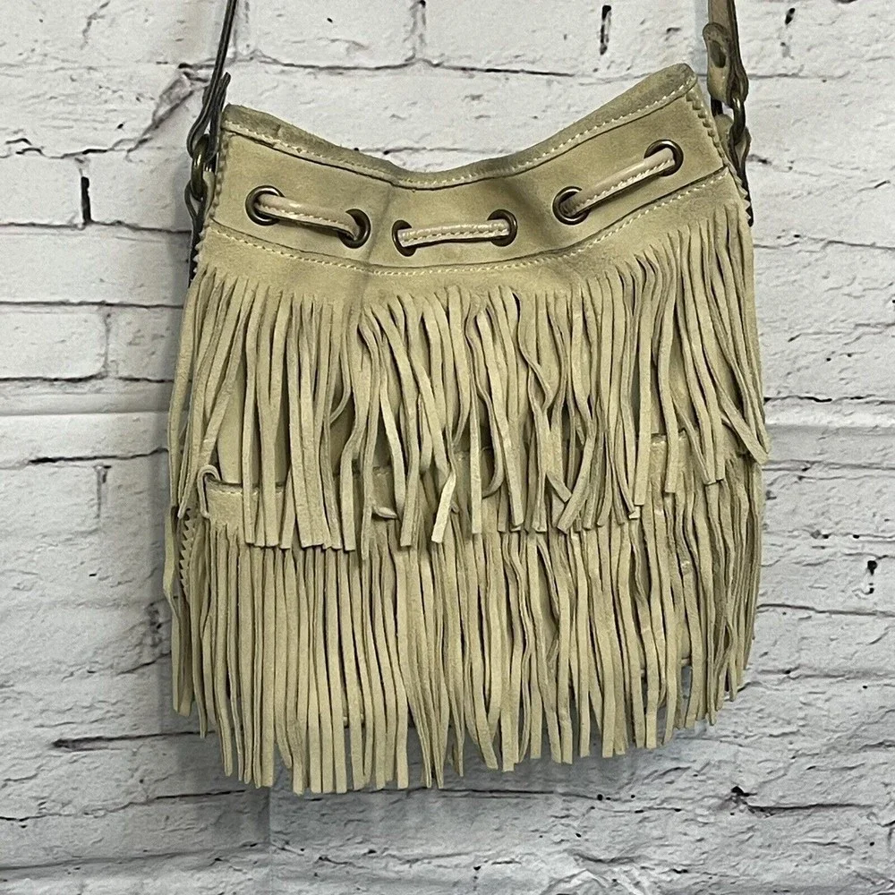 Patricia Nash Crossbody Purse Tan Suede Leather Fringe Bag - Picture 16 of 16
